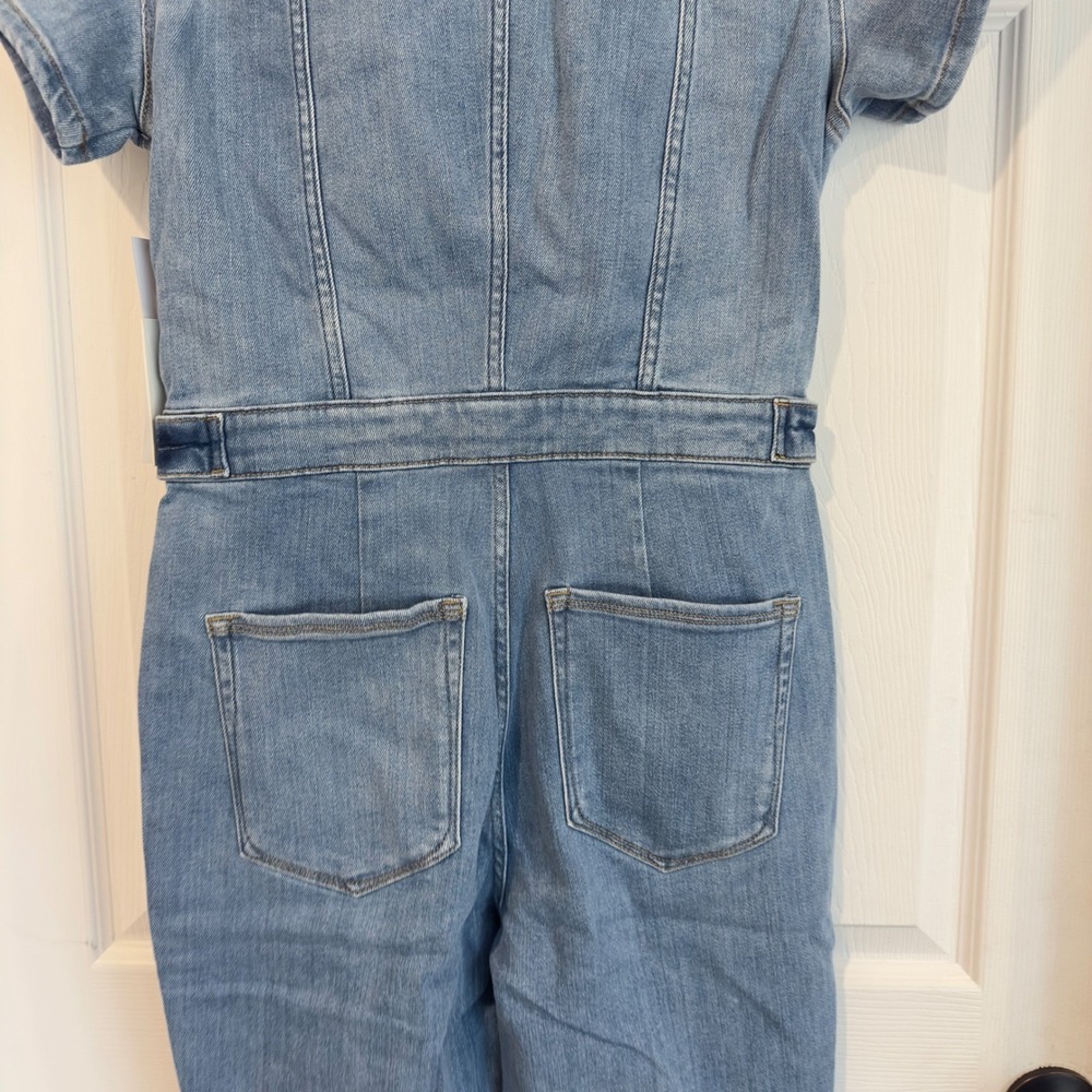 Good American Fit For Success Denim Jumpsuit Blue Short Sleeve GMJS731SO Size L - Picture 7 of 11